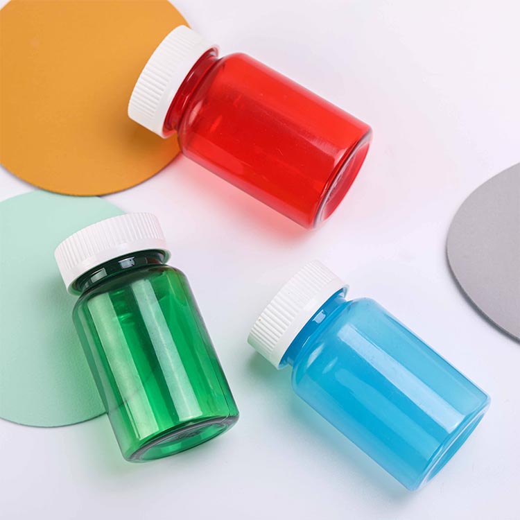 Wholesale colored 120ml plastic packer bottles with caps for pills