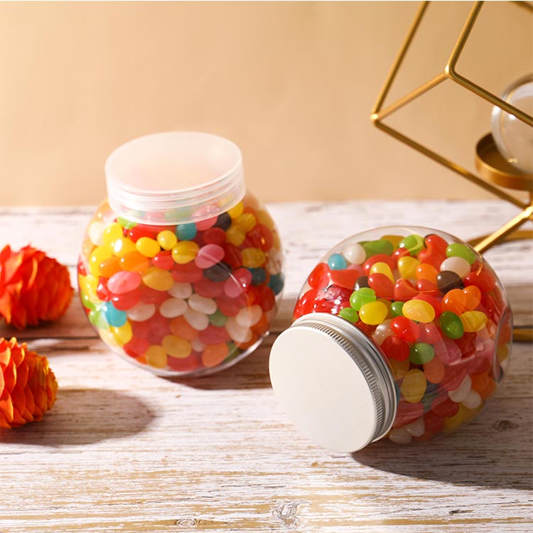 RW Base 16 oz Round Clear Plastic Candy and Snack Jar - with