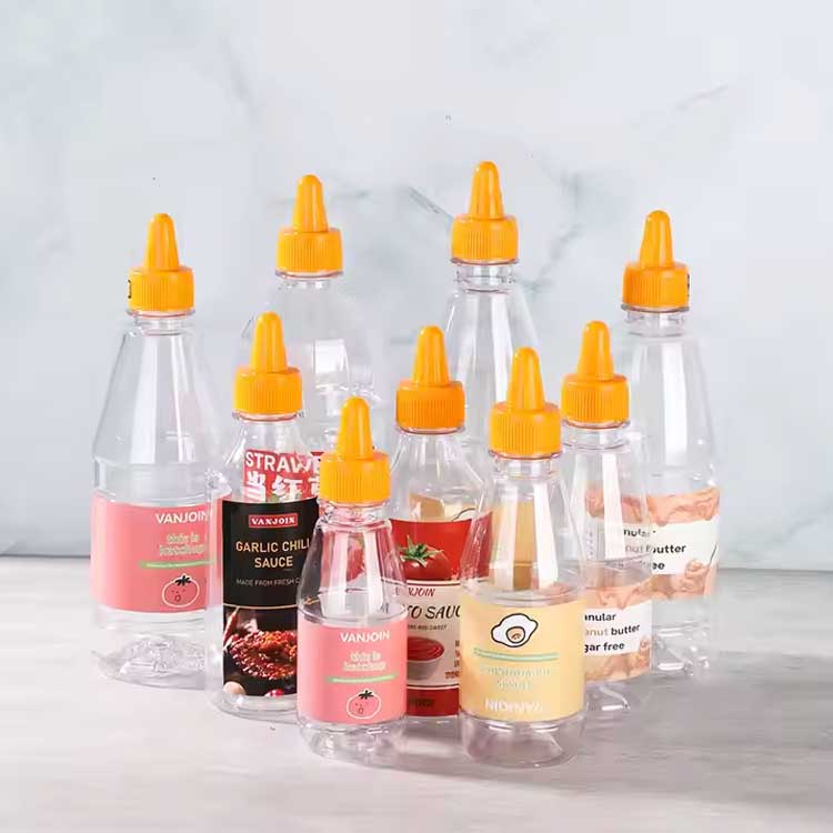 Leak proof bpa-free plastic squeeze sauce bottles 4/8/16oz squirt empty bottles with twist top cap great for ketchup, mustard, syrup, sauces, dressing, oil, arts and crafts