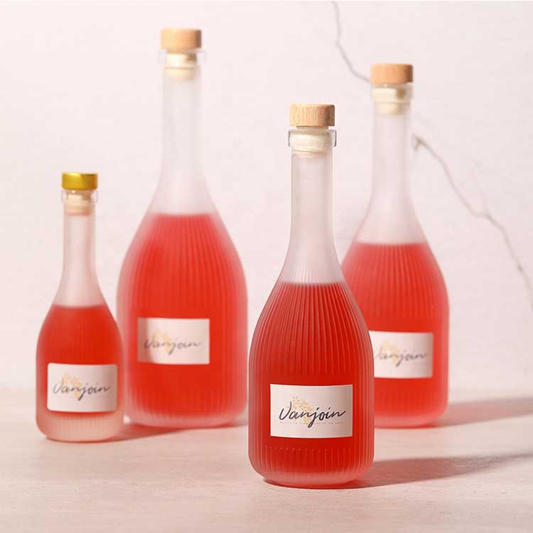 Long neck frosted 250ml glass cork wine bottles from bottles manufacturer