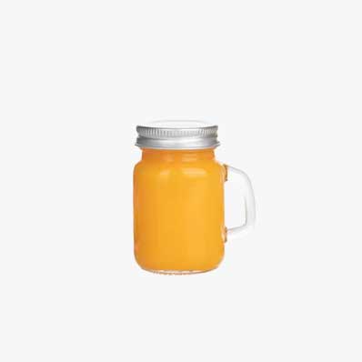 Small square mini size 30ml glass mason jar with handle screw lid for juice honey sauce jam syrup