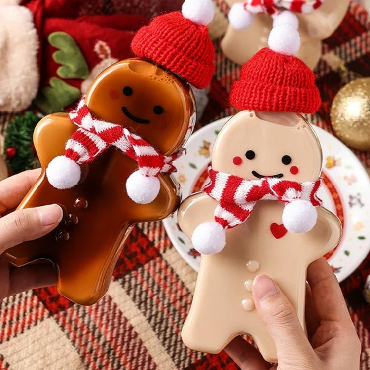 Cold pressed christmas decoration 500ml gingerbread man bottle for juice/milk/tea