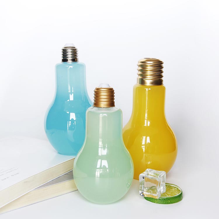 Bulk sale 500ml plastic bulb bottle with straw from bottles supplier