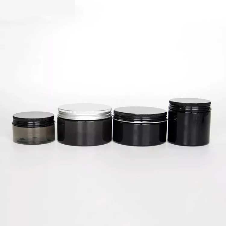 Best seller 50ml black plastic cream jar with aluminum lid 