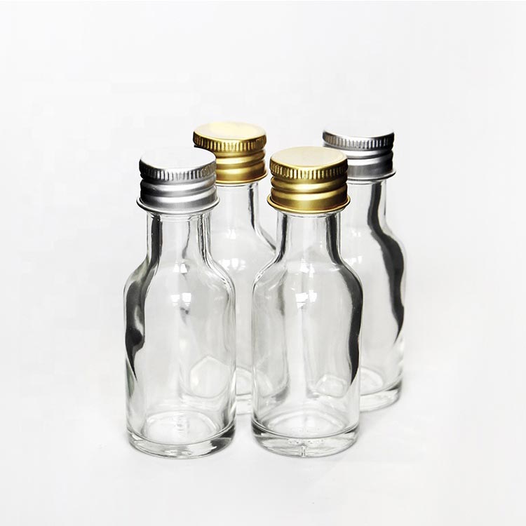 Clear 50ml mini glass wine bottles with screw caps from bottles supplier