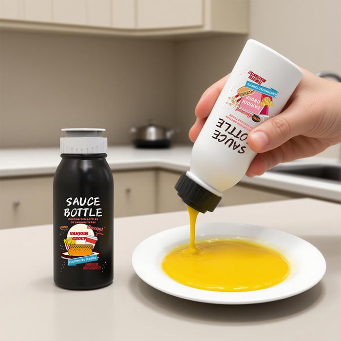 Condiment Squeeze Bottles, 8oz Plastic Squirt Bottles with Flip Top Cap, Reusable Empty Sauce Containers with Labels & Silicone Funnels for Ketchup, Mustard, Syrup, Salad Dressings
