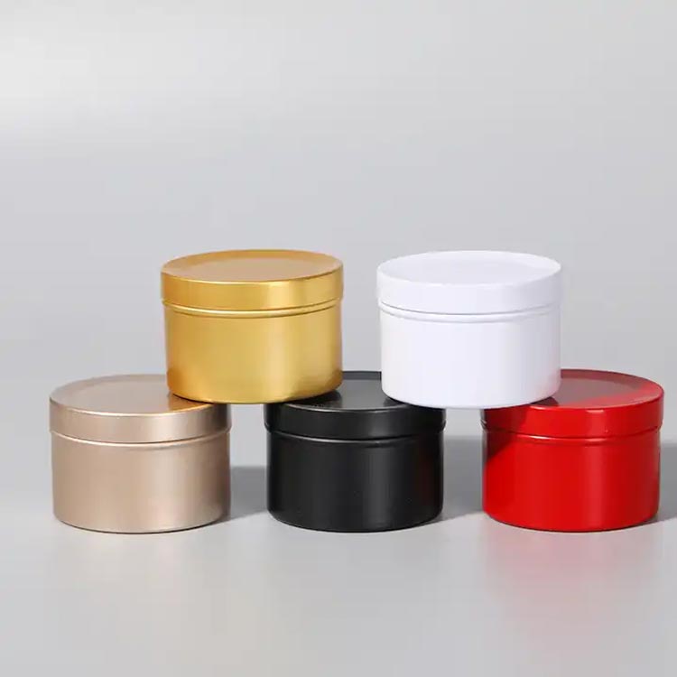 Wholesale round 50g aluminum tin jars with screw lids for candle/cosmetic