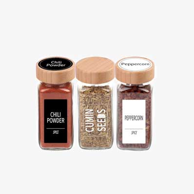 Glass spice jars with label set bamboo lids & funnel - kitchen airtight storage jars with lids - spices and seasonings sets organizer, spice glass jar with lid food canister bottle sugar shaker