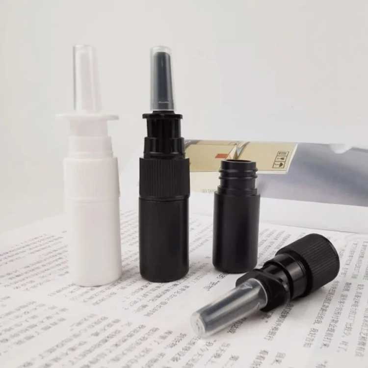 Refillable travel size empty 10ml black glass nasal spray bottles for saline application