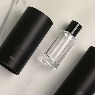 Wholesale empty refillable 50ml 100ml black perfume bottle with crimp neck fine mist sprayer for travel