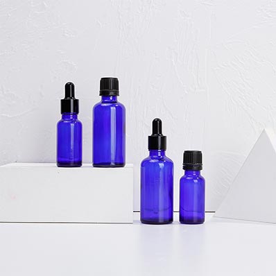 Boston roun 30ml 60ml cobalt blue glass essential oil bottle with dropper