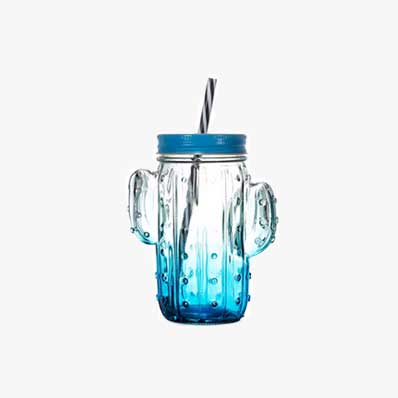 Custom color 16oz cactus mason jar drinking glasses mason cup water tumbler with straw and lid