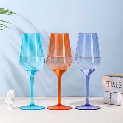 Colored plastic goblets stemmed drinking glasses reusable wine glasses set drinkware for party wedding