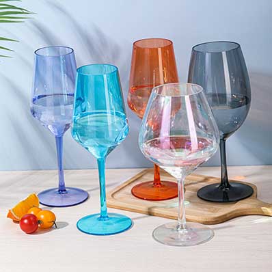 Colored plastic goblets stemmed drinking glasses reusable wine glasses set drinkware for party wedding