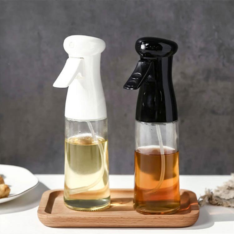 Refillable food grade clear 200ml fine mist continuous oil spray bottle for cooking