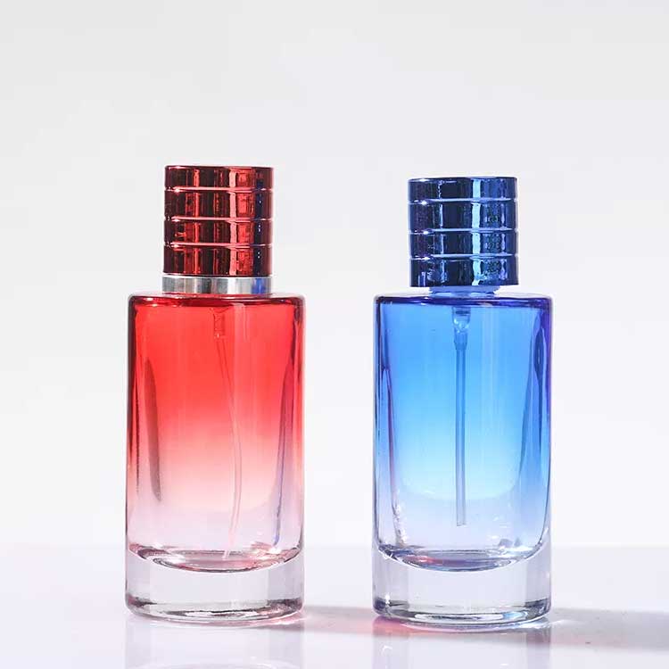 Luxury cylinder 50ml glass crystal perfume bottles with mist sprayer wholesale