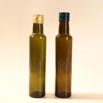 High flint oil container 8oz dorica glass bottle with caps and liners