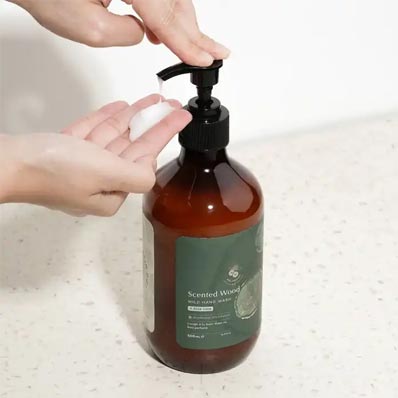 Custom label PET 16oz amber empty shampoo pump bottle