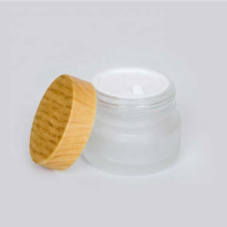 Frosted 50g cosmetic glass cream jar with screw lid for skin care