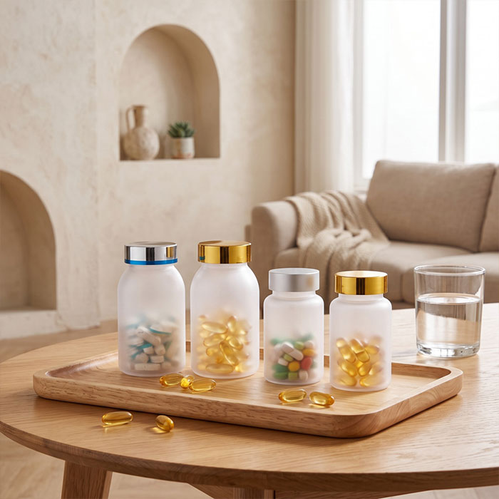 Empty frosted Pill Bottles with Child-Proof Caps and Labels, 120ml 150ml Wide-Mouth HDPE Plastic Containers for Vitamins, Capsules and Travel Storage