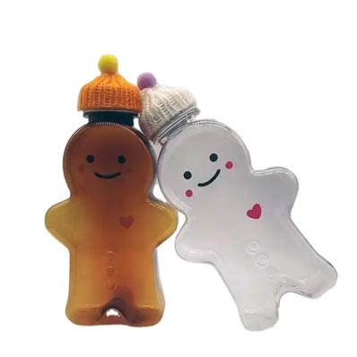 Cold pressed christmas decoration 500ml gingerbread man bottle for juice/milk/tea