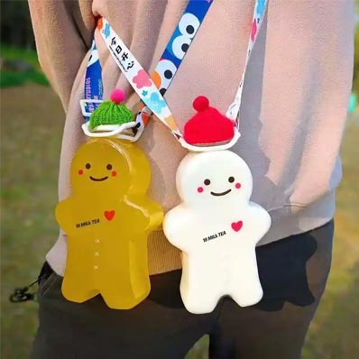 Cold pressed christmas decoration 500ml gingerbread man bottle for juice/milk/tea