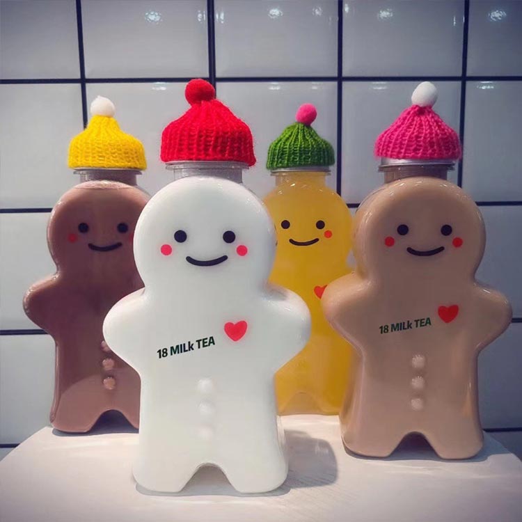 Cold pressed christmas decoration 500ml gingerbread man bottle for juice/milk/tea