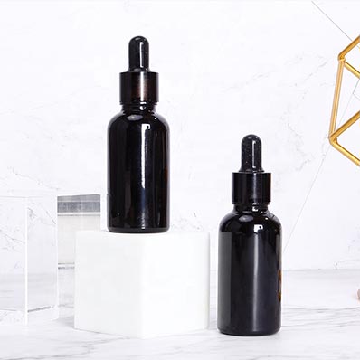 Wholesale 30ml small black glass bottle with pipette for serum