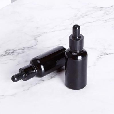 Wholesale 30ml small black glass bottle with pipette for serum