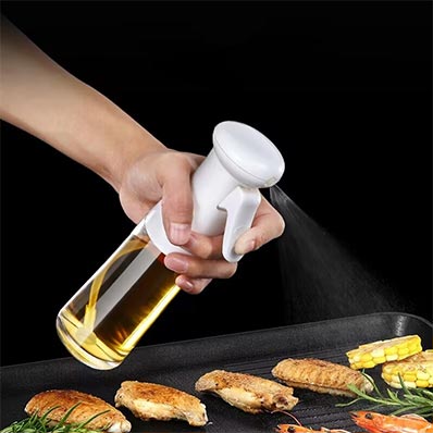 Refillable food grade clear 200ml fine mist continuous oil spray bottle for cooking