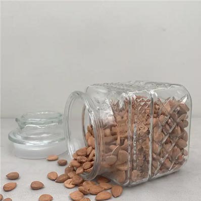 Multifunctional clear square large 1500ml 2000ml glass cookie jars with airtight lids