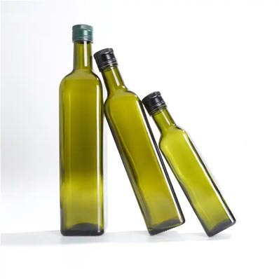 Wholesale 250ml 500ml 750ml green glass cooking oil bottles with spout