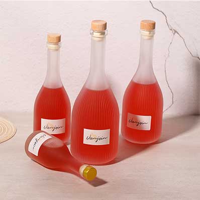 Long neck frosted 250ml glass cork wine bottles from bottles manufacturer