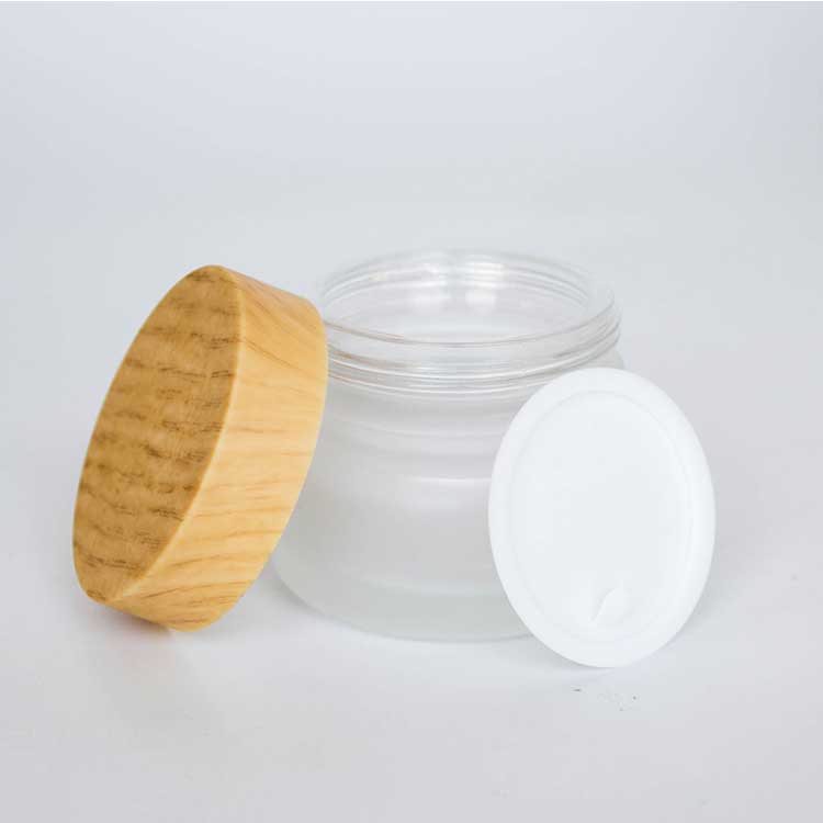 Frosted 50g cosmetic glass cream jar with screw lid for skin care