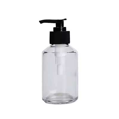 Refillable clear 16oz glass dish soap dispenser hand soap bottle with black pump for kitchen sink and bathroom