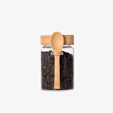 Food storage containers set with bamboo lids and scoop dry food canisters for kitchen goods cookie candy spices coffee beans flour sugar rice pasta baking