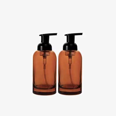 8oz 12oz amber glass foam pump bottle glass foam hand soap dispenser for bathroom or kitchen sink, pump bottles for hand soap, body wash, clear/amber/black