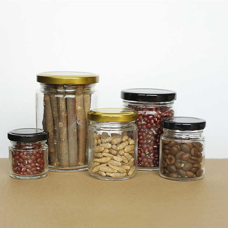 China manufacturer 8oz crystal round glass food jars with lids bulk