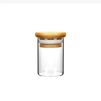 Wholesale clear round 4oz glass herb jars with bamboo lids