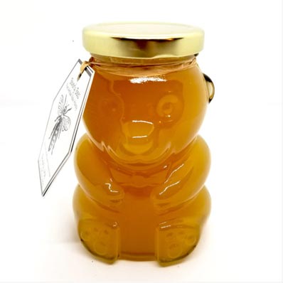 Wholesale clear 8oz glass bear honey jar with dipper