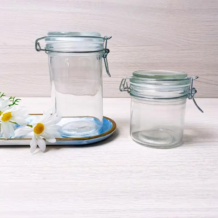 Best clear mason 16oz airtight borosilicate glass latch jars with hinged lids