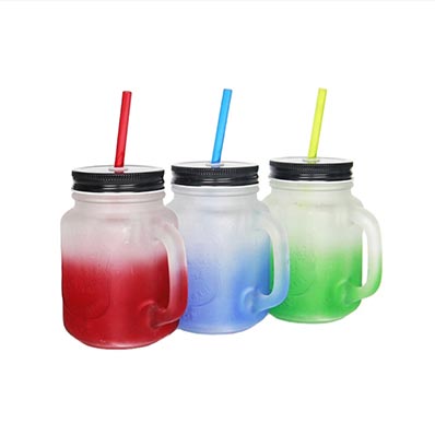 Food grade colored frosted 16oz glass mason jar cups bulk