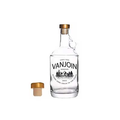 Custom label 750ml glass moonshine bottles with cork for gin vodka rum whiskey