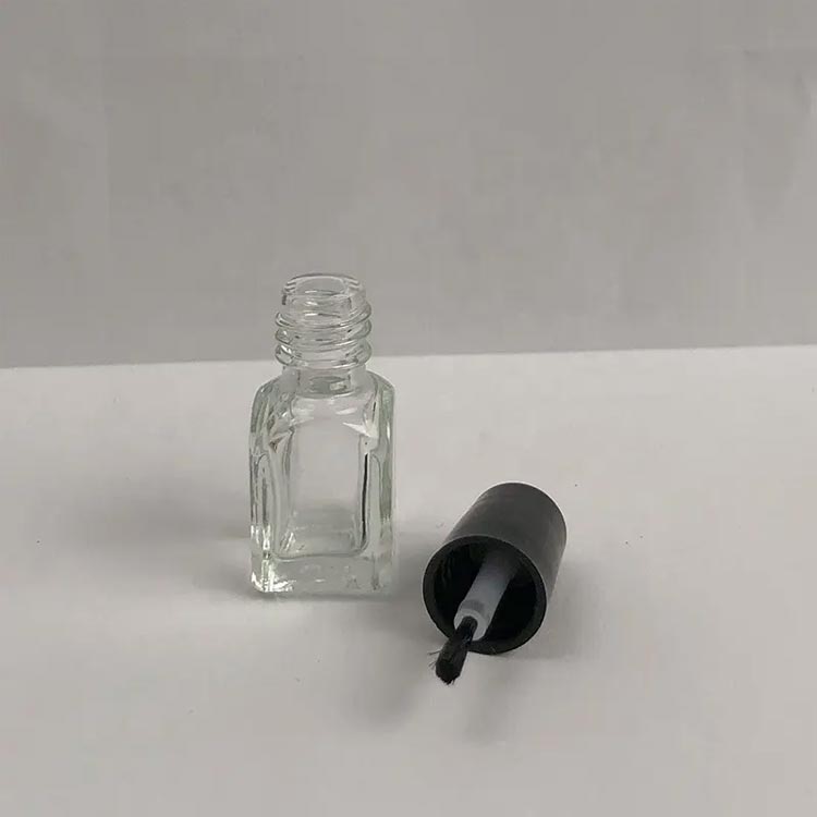 Custom empty 3ml 5ml 8ml 15ml flint square glass nail polish bottles with brush bulk