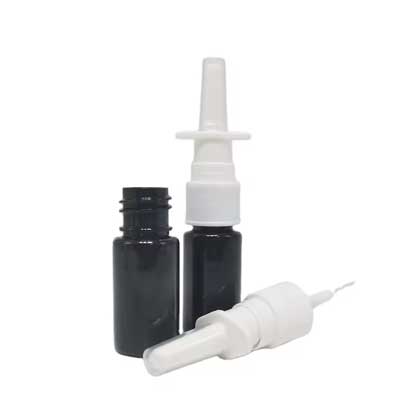 Refillable travel size empty 10ml black glass nasal spray bottles for saline application