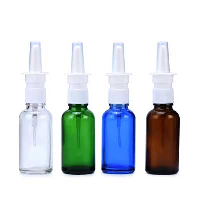 Refillable travel size empty 10ml black glass nasal spray bottles for saline application