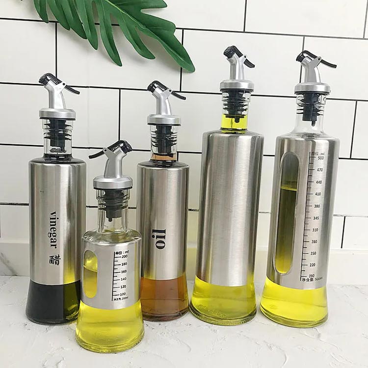 Best 500ml Glass Oil Storage Bottle With Stainess Steel Cover And   Glass Oil Storage Bottle For Kitchen 