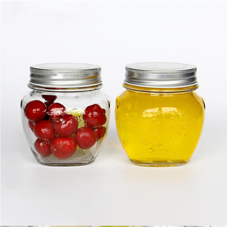 China Supplier clear 314ml orcio glass jars with screw lids and wood dipper