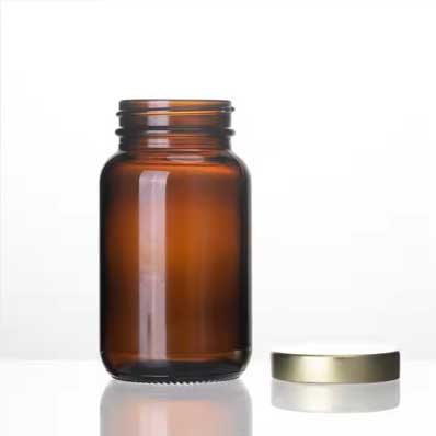 Wide mouth amber 30ml glass packer bottles with screw metal lids for Reagent Liquids Essential Oils Perfume