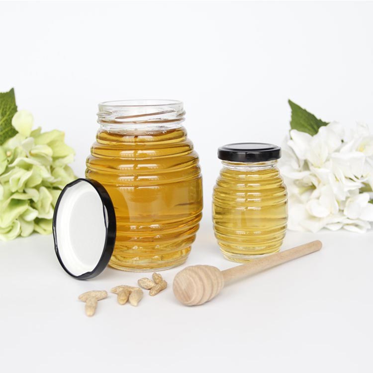 Food grade 16oz glass queenline honey jars with lids from jar supplier